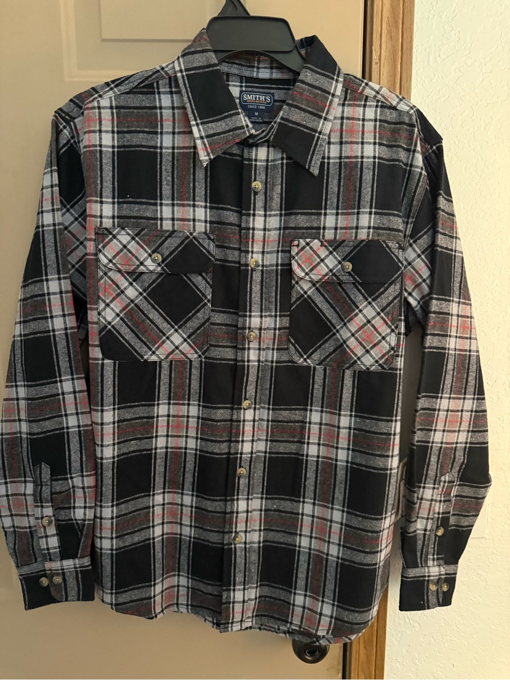 SMITH Black, Gray & Red Plaid Button-Down Shirt